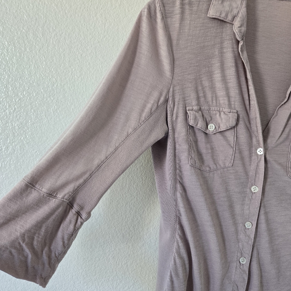 James Perse Pale Pink Slub Side Panel Button Camp Shirt  Size 4 or XL - Picture 9 of 15